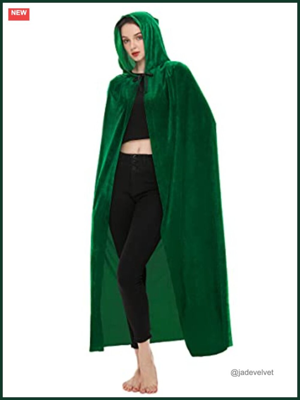 Velvet Hooded Cloak Full Length Witch Cape Unisex Adult Cosplay Costume